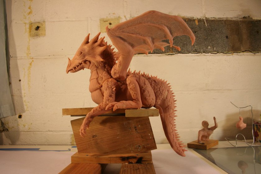finished dragon sculpture side view