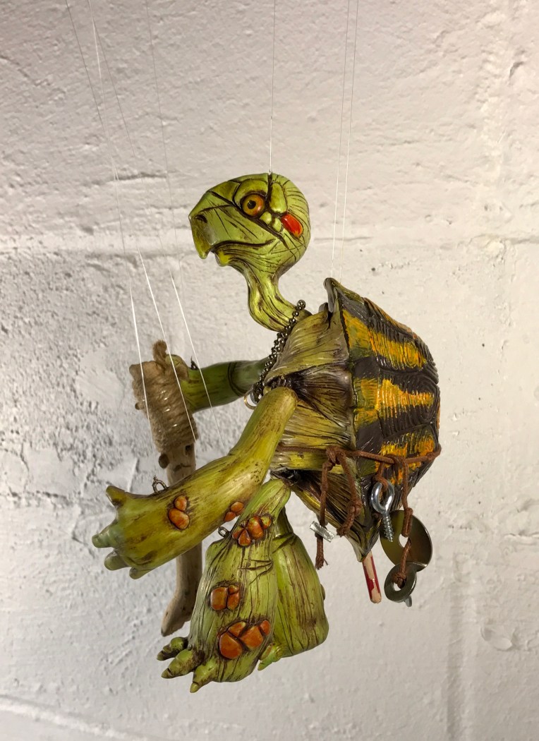 Marionette Turtle polymer clay sculpture finished by mrkessell 