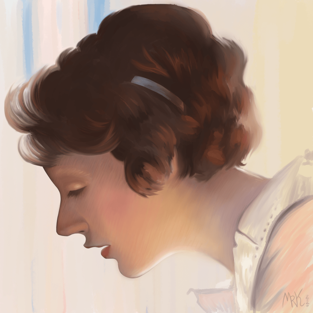 Oil painting portrait of woman. Norman Rockwell study. 