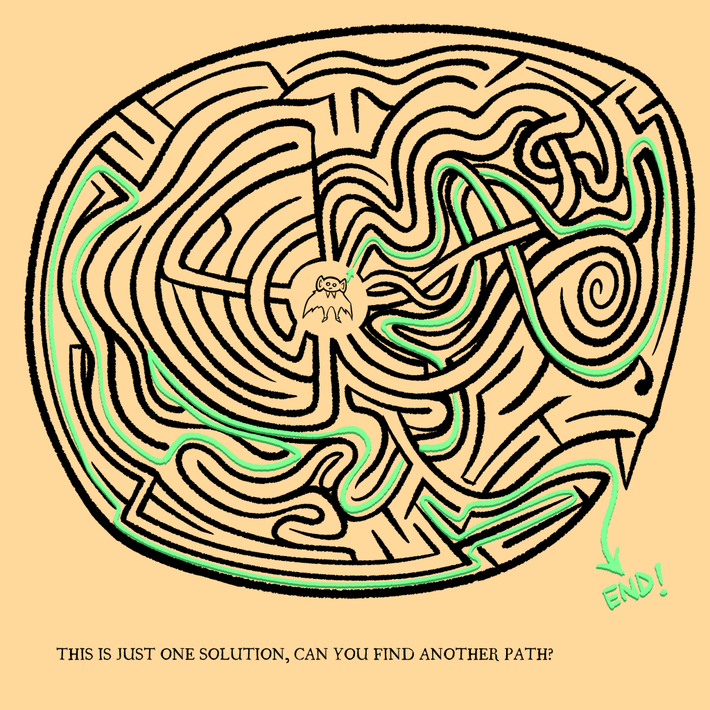 BATBOY NEEDS TO ESCAPE HIS OWN HEAD. HELP NAVIGATE HIM THROUGH THIS MAZE.