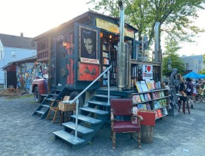 Rac-on-tour Book Mobile with M. R. Kessell's Fee Jee Mermaid Painting