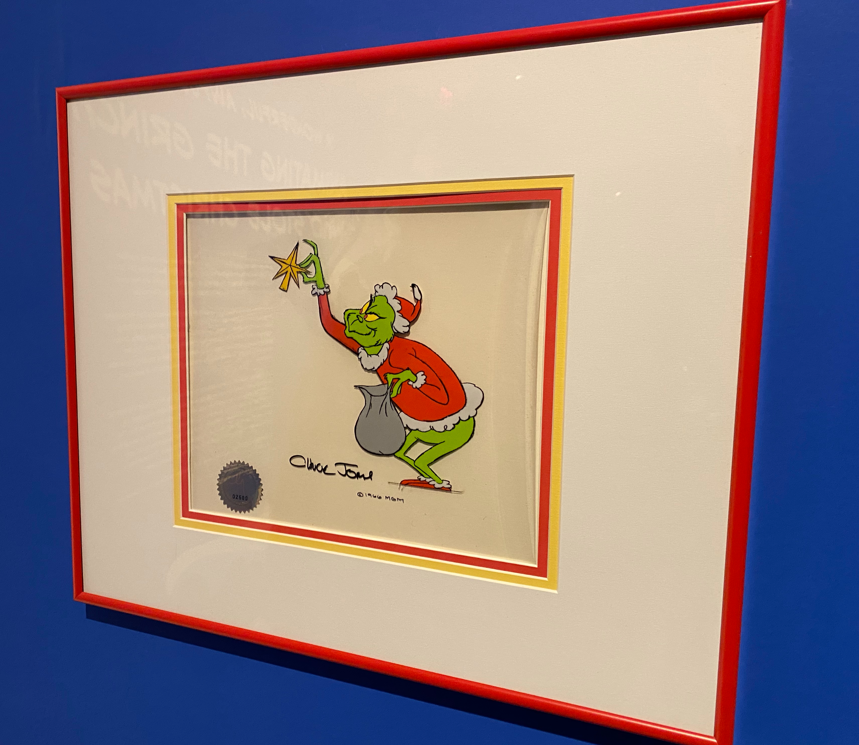 grinch animation cel 1966 stealing christmas tree star