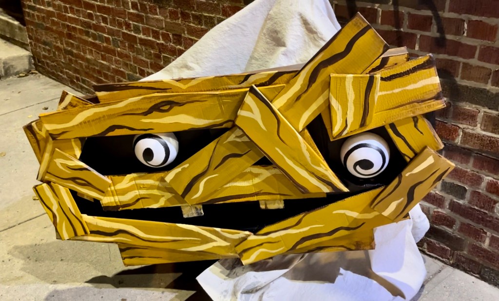 a halloween costume of Floory from Pee Wee's Playhouse