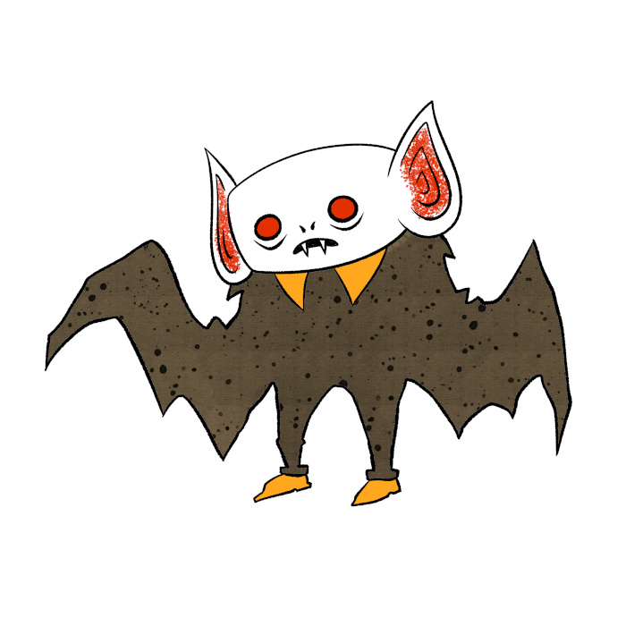 batboy is distressed waving his wings and frowning