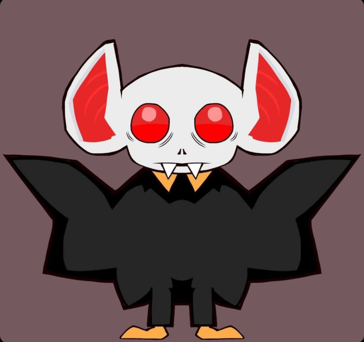 a cute, bug-eyed cartoon bat boy drawing