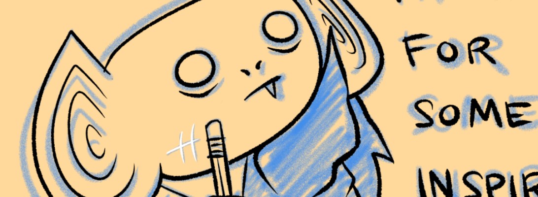 batboy sits and ponders with a pencil in hand